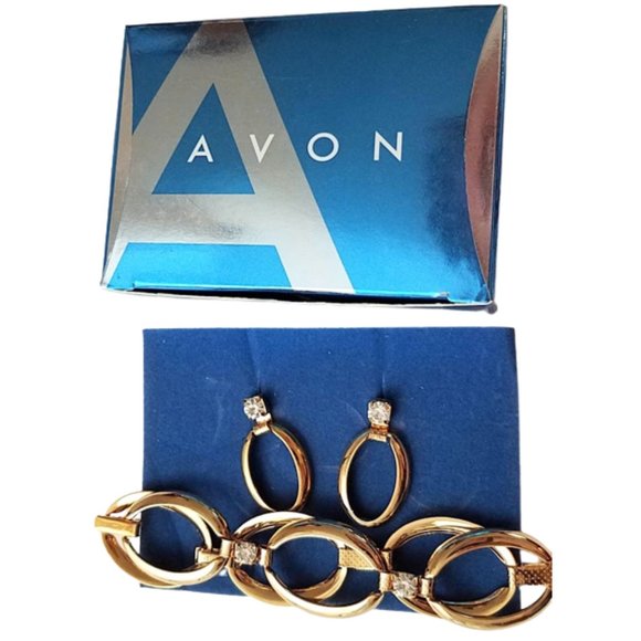 AVON OVAL LINK Bracelet And Earring Gift Set - Goldtone 2009 NIB - Picture 5 of 5